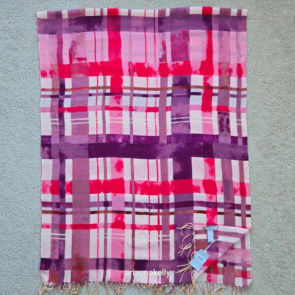 NWT Wool Cashmere Lightweight Scarf Nordstrom Pink Purple - Picture 10 of 11